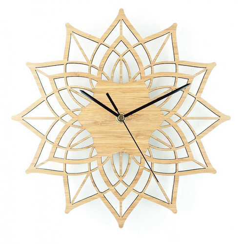 Universal - Lotus bambou fleur horloge murale bois naturel table murale quartz horloge silencieuse Universal  - Décoration