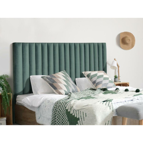 Vente-Unique - Tête de lit coutures verticales SARAH - 170 cm - Velours - Vert Vente-Unique  - Têtes de lit