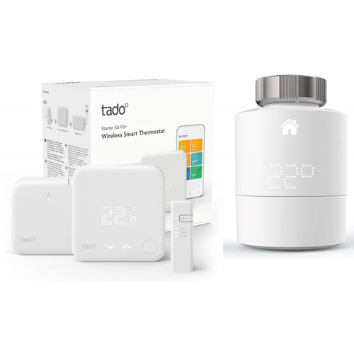 Tado - Kit de démarrage V3+ - Thermostat Intelligent sans fil + 1x Tête thermostatique Tado - Energie connectée Tado