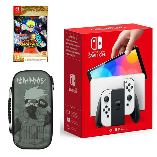 Nintendo - Pack Nintendo Switch OLED NARUTO Blanche - 1 jeu et 1 accessoire Nintendo - Idées cadeaux pour Noël Jeux et Consoles
