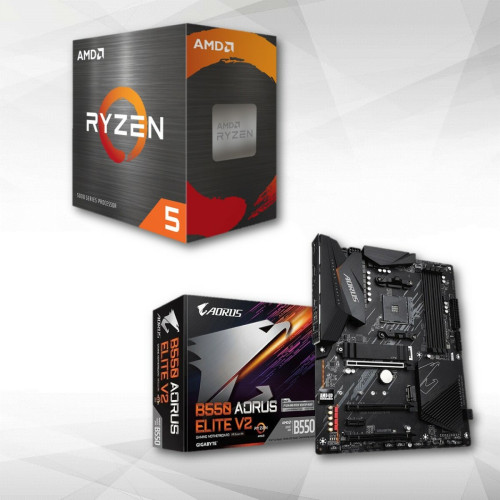 Amd - Ryzen 5 5600X - 3,7/4,6 GHz + B550 AORUS Elite V2 Amd - Kits évolution AMD Kit d'évolution
