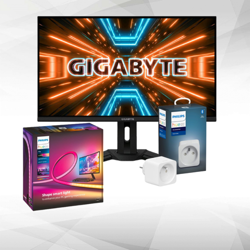 Gigabyte - Pack Gaming immersif - Moniteur Gigabyte 32" (LED M32U) + Pack Lightstrip PC Philips Hue 32/34" (prise connectée Hue inclus) Gigabyte  - Ecran PC 4K Moniteur PC