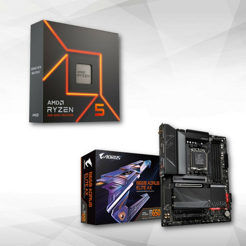 Amd - AMD Ryzen 5 7600X (4.7 GHz / 5.3 GHz) + B650 AORUS ELITE AX Amd - Processeur AMD Amd ryzen 5