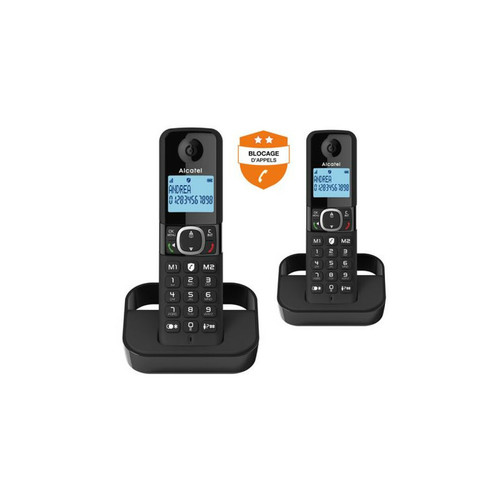 Alcatel - Téléphone sans fil Alcatel F860 Duo Noir Alcatel - Téléphone fixe sans fil Alcatel