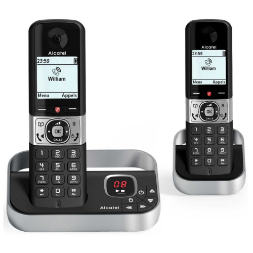 Alcatel - Téléphone sans fil duo dect noir avec répondeur - F890VOICEDUONOIR - ALCATEL Alcatel - Téléphone fixe sans fil Alcatel