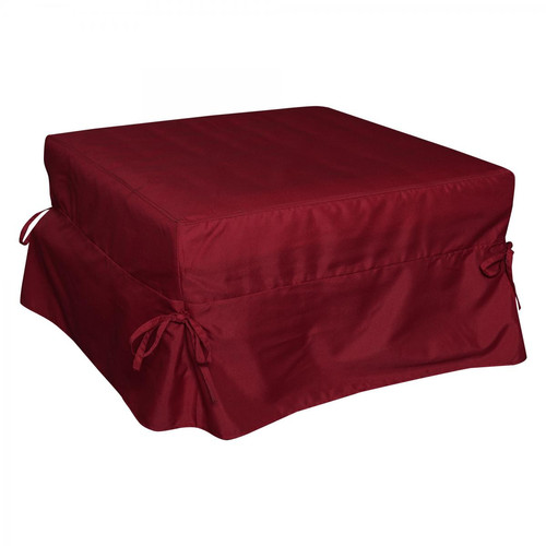 Poufs Alter Pouf convertible en lit, en tissu capitonné, filet et matelas inclus, cm 75x75h42 cm, couleur Rouge