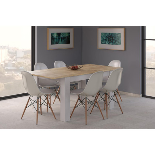 Alter - Table de salle à manger à rallonge, couleur chêne canadien et blanc artik, Dimensions 140 x 78 x 90 cm Alter - Chambre Blanc, brun gris