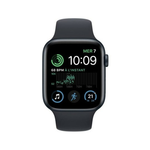 Apple - Apple Watch SE (2e génération) GPS 40 mm en Aluminium Noir (Midnight) et Bracelet Sport Noir (Midnight) Apple  - Apple Watch