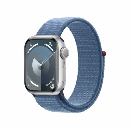 Apple - Apple Watch Series 9 GPS 41 mm Boîtier en aluminium argenté avec boucle Sport Bleu hiver Apple - Bonnes affaires Apple Watch