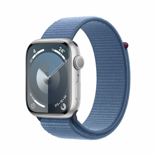Apple - Apple Watch Series 9 GPS 45 mm Boîtier en aluminium argenté avec boucle Sport Bleu hiver Apple - Apple Watch Gps
