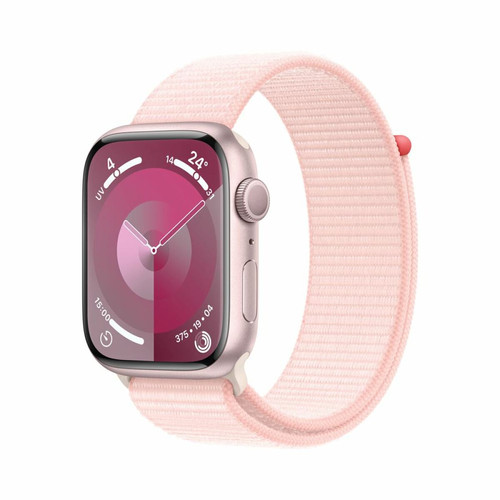Apple - Apple Watch Series 9 GPS 45 mm Boîtier en aluminium Rose avec boucle Sport Rose clair Apple - Apple Watch Gps
