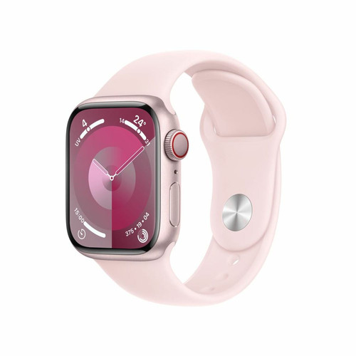 Apple - Apple Watch Series 9 GPS 41 mm Boîtier en aluminium Rose avec bracelet sport Rose clair S/M Apple - Apple Watch Series 9