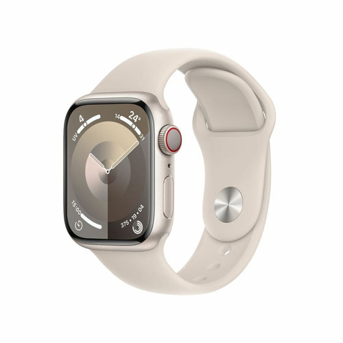 Apple - Apple Watch Series 9 GPS 41 mm Boîtier en aluminium Stellaire avec bracelet sport Stellaire - M/L Apple - Apple Watch Gps