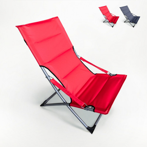 Beach And Garden Design - Transat chaise de plage pour jardin pliant mer plage Canapone, Couleur: Rouge Beach And Garden Design - Mobilier de jardin