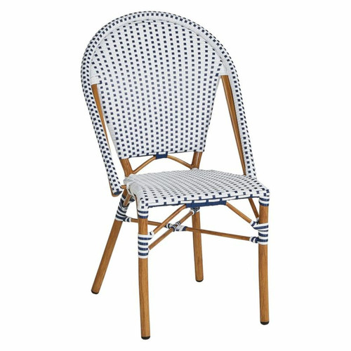 Chaises de jardin But Chaise FLORA imitation bois, blanc et bleu