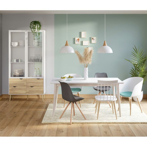 But - Table extensible L160-200 cm MALENA scandinave bois et blanc But - Tables à manger Rectangulaire
