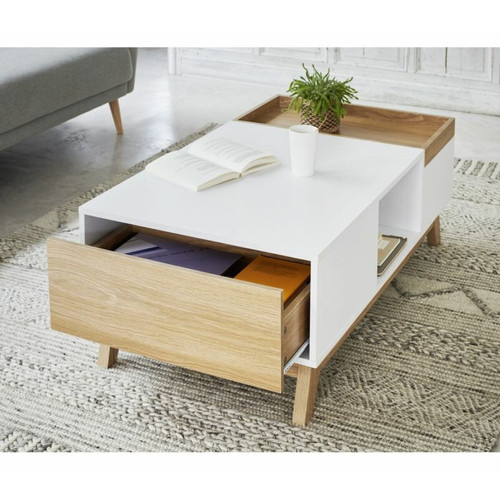 But - Table basse scandinave CLEO blanc/imitation chêne But - Tables basses Rectangulaire