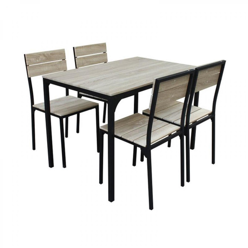 But - Ensemble table + 4 chaises EDISON Noir et Imitation chêne But - Tables à manger Rectangulaire
