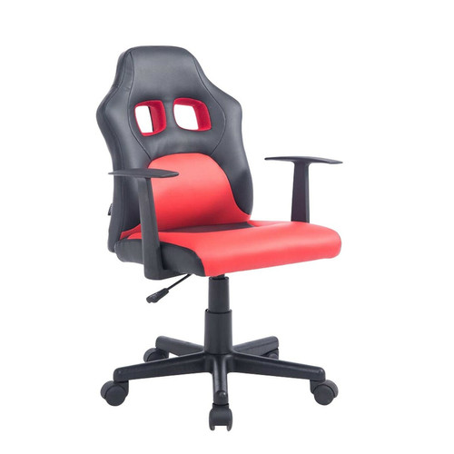 Bureau et table enfant Decoshop26 Fauteuil chaise de bureau pour enfant en synthétique rouge hauteur réglable BUR10184