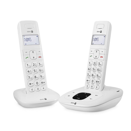 Doro - Lot de 2 Téléphones Fixe Senior DECT avec Répondeur Comfort 1015 Duo Doro Blanc Doro - Bonnes affaires Téléphone fixe sans fil