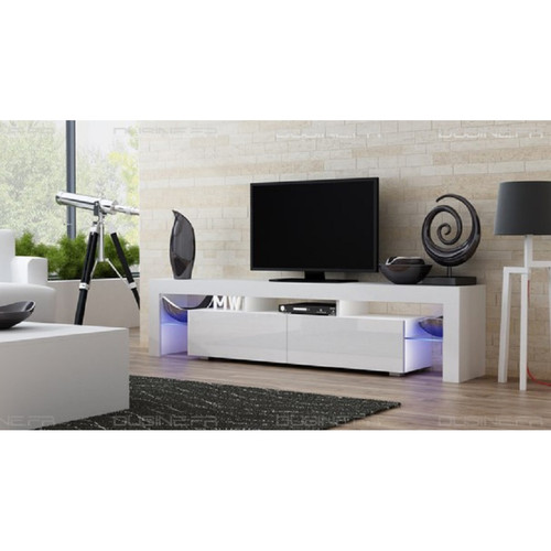 Dusine - Meuble TV SPIDER BIG à LED en Blanc MAT avec portes Blanc Laqué 200 cm Dusine  - Meubles TV, Hi-Fi