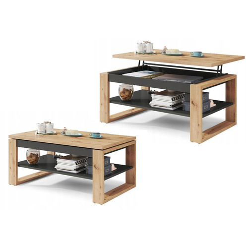 Dusine - TABLE BASSE NUOMA BOIS / GRIS RELEVABLE 65X110 Dusine - Table basse bois Tables basses