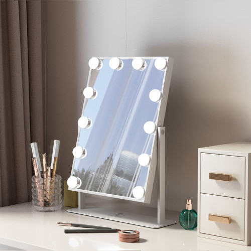 Miroirs FENCHILIN Miroir de maquillage 30 x 41cm Rotation libre Blanc