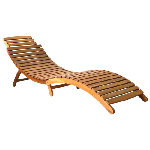 Transats, chaises longues Helloshop26 Transat chaise longue bain de soleil lit de jardin terrasse meuble d'extérieur bois d'acacia solide marron 02_0012708