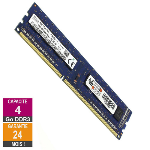 Hynix - Barrette Mémoire 4Go RAM DDR3 Hynix HMT451U6BFR8A-PB DIMM PC3L-12800U 1Rx8 Hynix  - Memoire pc reconditionnée