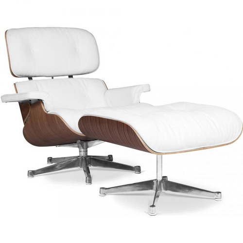 Iconik Interior - Long Chair & Ottoman Cuir Premium - Noyer Blanc Iconik Interior  - Fauteuils