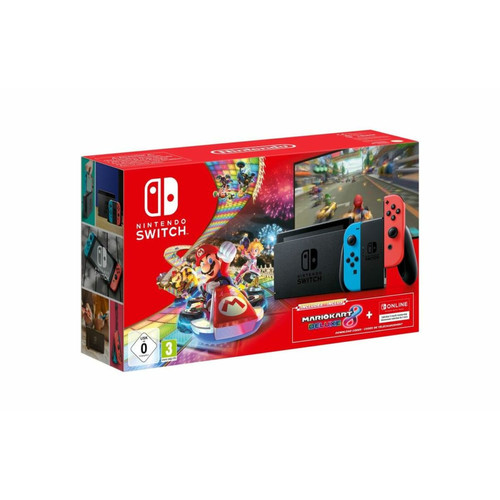 Nintendo - Pack Console Nintendo Switch + Paire de Joy Con Rouge et Bleu Neon V2 + Mario Kart 8 Deluxe + Abonnement Nintendo Switch Online Nintendo - Nintendo