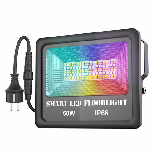 Effets à LED Justgreenbox 100-240V 50W BT Connected Connection LED Flood Light IP66 Lampe de tache de résistance à l'eau - T6112211962955