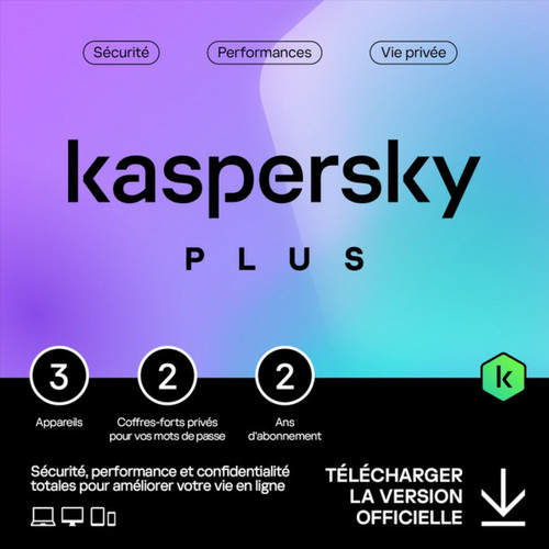 Kaspersky - Kaspersky Plus - Licence 2 ans - 3 appareils - A télécharger Kaspersky  - Antivirus et Sécurité