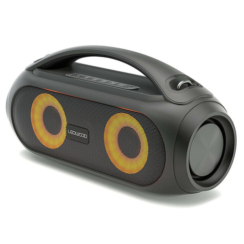 Ledwood - Enceinte Bluetooth TWS Portable avec Sangle - sans Fil, avec LED Lumières Pulsées- Super Bass - IPX5 - AUX - Port USB - Radio FM Ledwood - Enceinte pouvant lire une cle usb