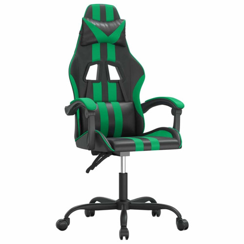 Chaises Maison Chic Chaise de jeu, Chaise gaming pivotante, Fauteuil gamer d'ordinateur,Chaise de Bureau Noir et vert Similicuir -GKD70237