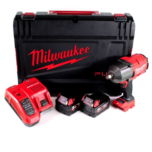 Milwaukee - Milwaukee M18 FHIWF12-502X Visseuse à percussion sans fil 1/2" 18V 1356Nm ( 4933459696 ) + 2x Bateries 5,0Ah + Chargeur + Milwaukee - Percer, Visser & Mélanger