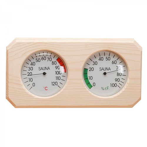 Saunas traditionnels marque generique 2 dans 1 Pin En Bois Sauna Hygrothermograph Thermomètre, Intérieur Humidité Température Mesure