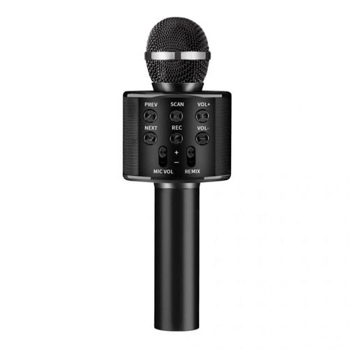 Microphone PC marque generique WS-858 Haut-parleur de karaoké avec microphone sans fil Bluetooth de poche, or rose