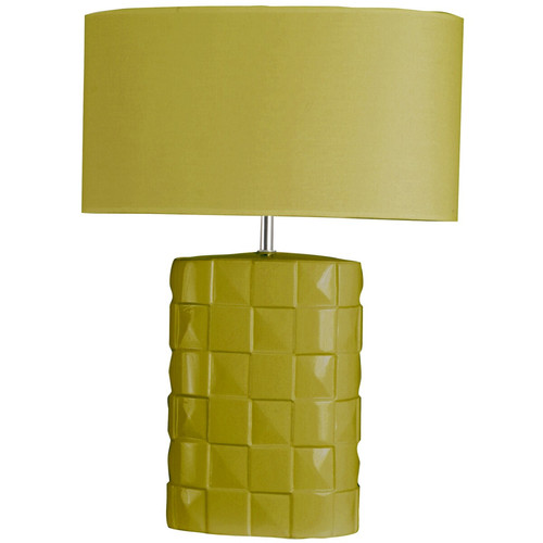 marque generique - Lampe verte à poser en céramique Abat-jour tissu vert Ampoule LED marque generique  - Lampes à poser