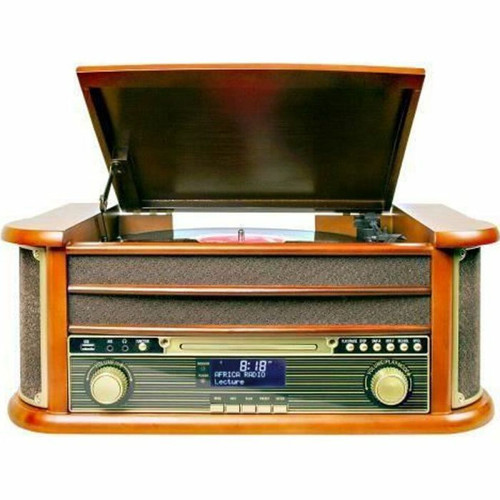 Platine marque generique Platine Disque Vinyle Vintage BOIS avec Radio Bluetooth /FM/USB/RCA/AUX/Télécommande/Lecteur CD/Cassette Platine Vinyle pas cher