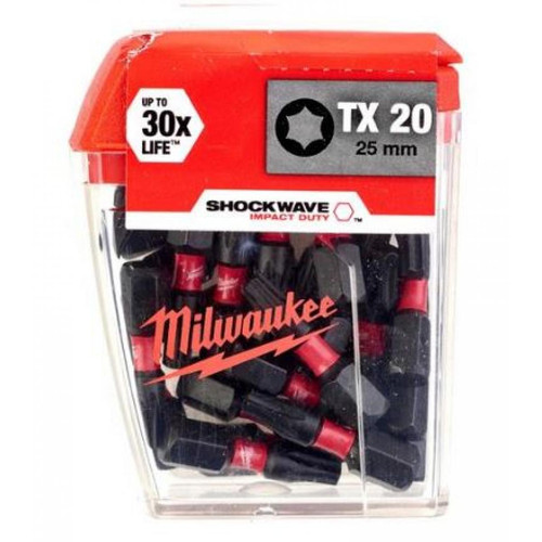 Coffrets outils Milwaukee Embouts TX20 SHW 25mm MILWAUKEE - Boite de 25 - 4932430875