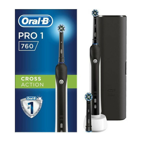 Oral-B - Brosse a dents electrique rechargeable ORAL-B PRO 1 760 - 1 Manche capteur de pression et 1 Etui de transport Oral-B  - Brosse à dents électrique
