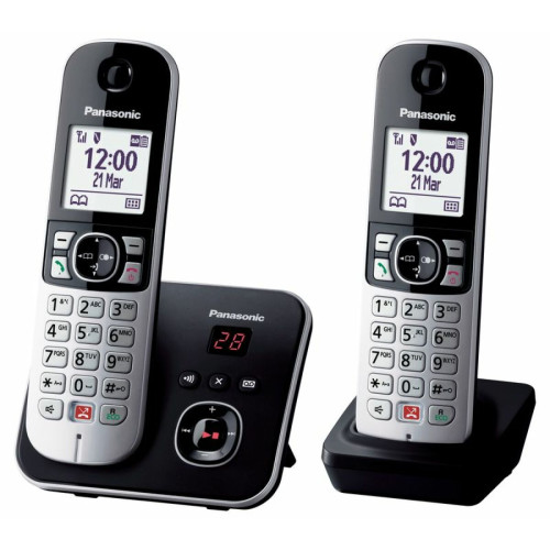 Panasonic - Téléphone sans fil répondeur PANASONIC KX-TG6862FRB Duo Panasonic - Téléphone fixe sans fil Avec répondeur