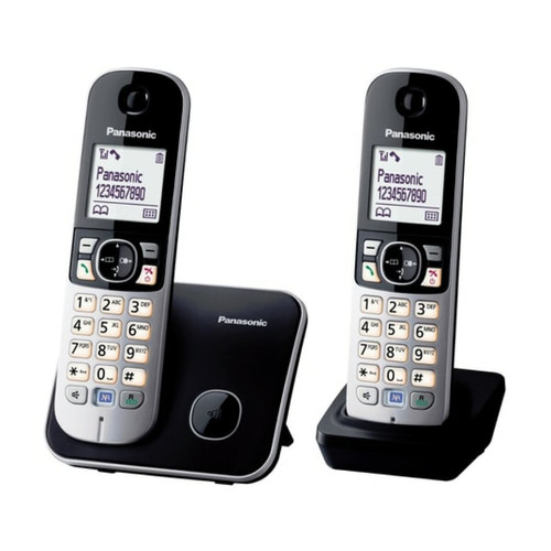 Panasonic - Téléphone sans fil duo dect noir/argent - kxtg6812 - PANASONIC Panasonic  - Téléphone fixe sans fil