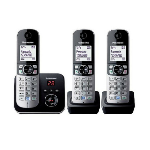 Panasonic - Téléphone sans fil trio dect avec répondeur noir/argent - kxtg6823frb - PANASONIC Panasonic - Bonnes affaires Téléphone fixe sans fil