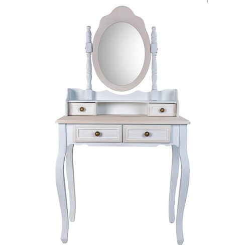 Coiffeuse Pegane Coiffeuse, table de maquillage en bois avec 4 tiroirs coloris blanc - Longueur 75 x Profondeur 40 x Hauteur 71 cm