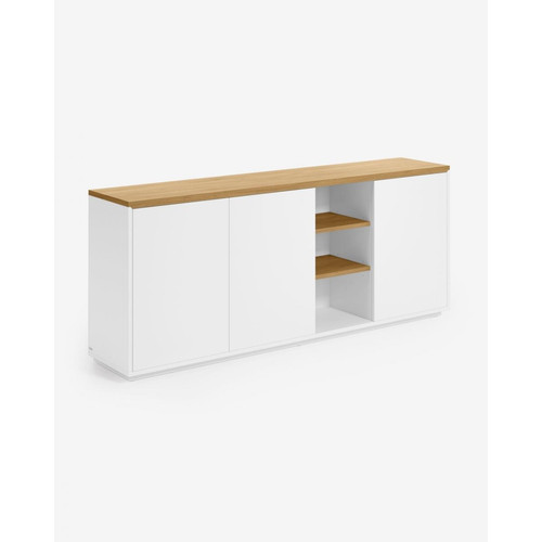 Pegane - Buffet meuble de rangement coloris naturel / blanc en contreplaqué de chêne - longueur 180 x profondeur 36 x hauteur 75 cm Pegane  - Commode