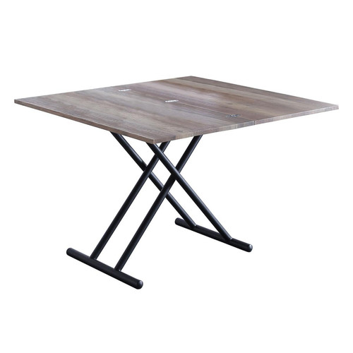 Pegane - Table basse relevable rectangulaire extensible coloris noyer / pieds noir -Longueur 100 x largeur 50-100 cm Pegane  - Tables basses