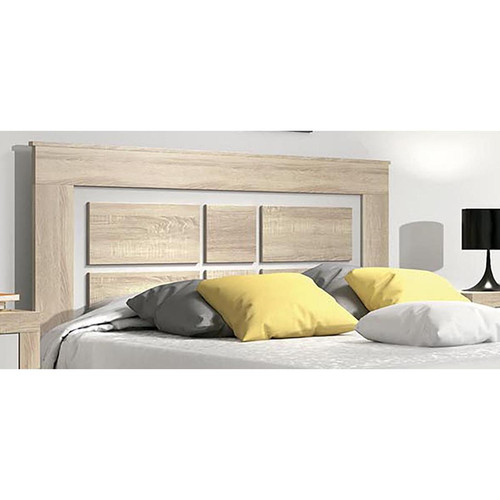 Têtes de lit Pegane Tête de lit avec pieds coloris  Chêne cambrian, blanc - Longueur 160 x Profondeur 3,8 x Hauteur 120 cm