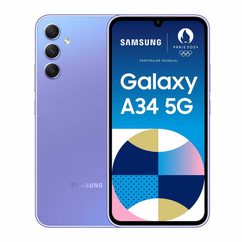 Smartphone Android Samsung Galaxy A34 - 5G - 4/128 Go - Lavande